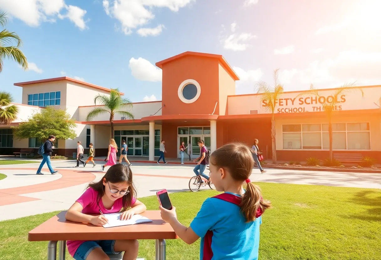 Students and safety features at a Central Florida school