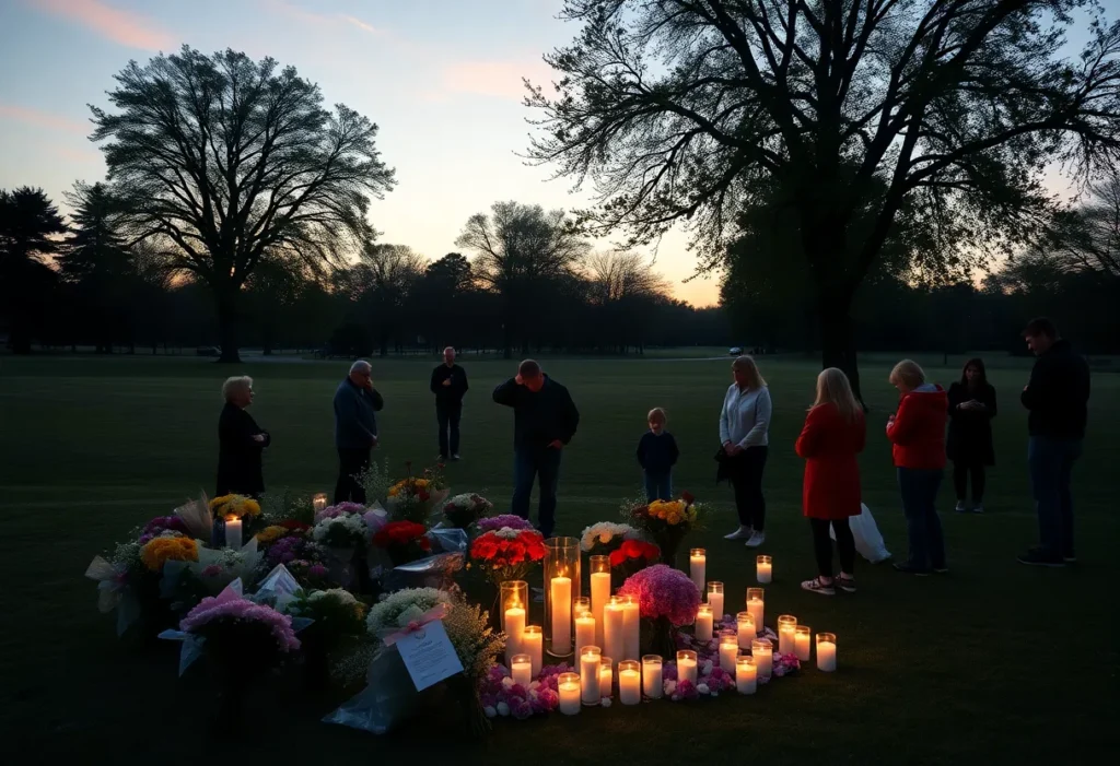 Gathering in a park to honor a public servant