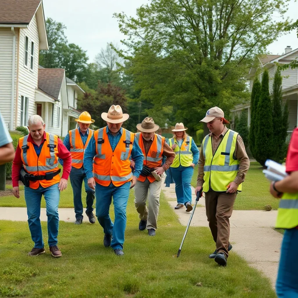 Community volunteers searching for a missing elderly woman