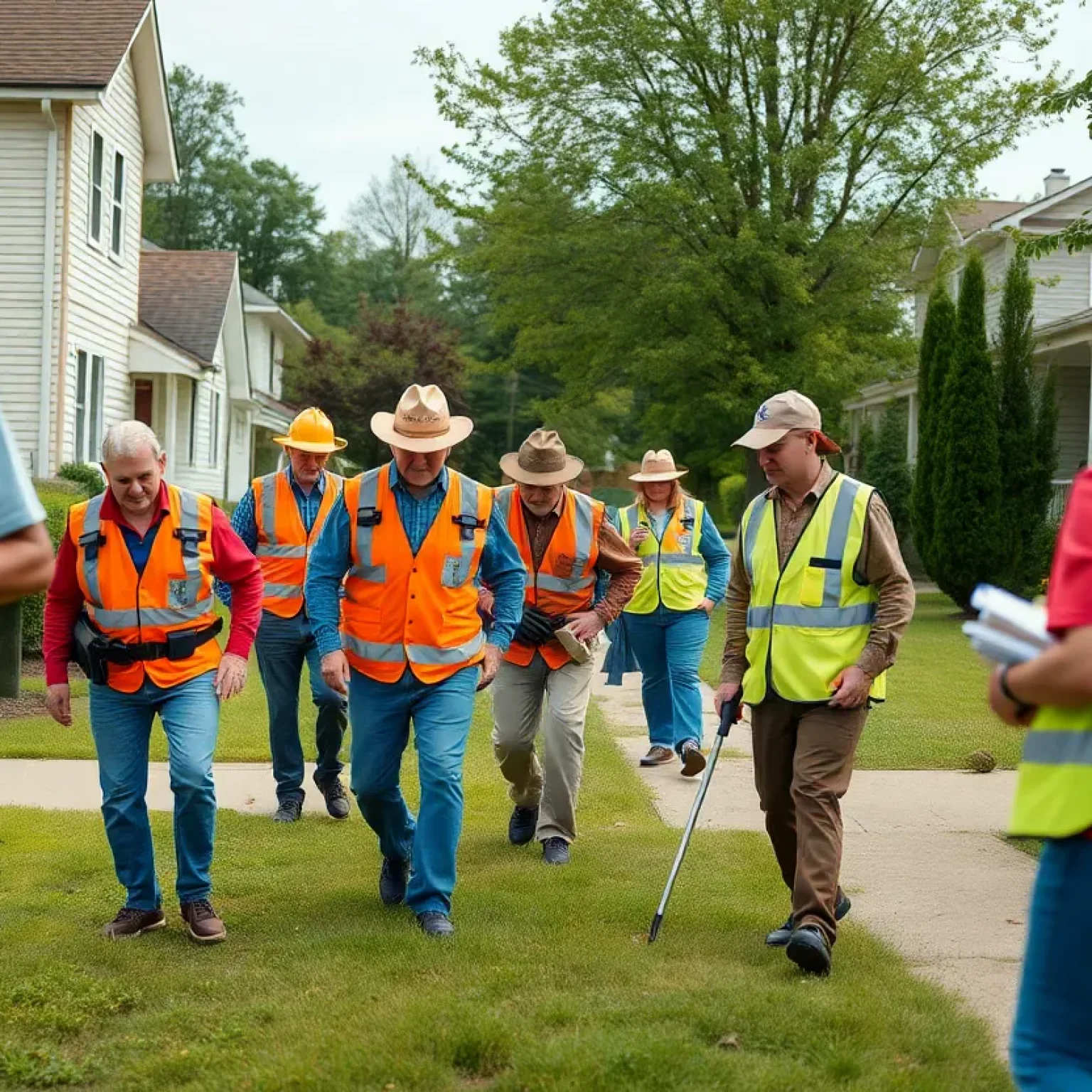 Community volunteers searching for a missing elderly woman
