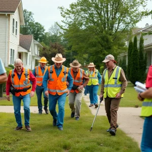 Community volunteers searching for a missing elderly woman