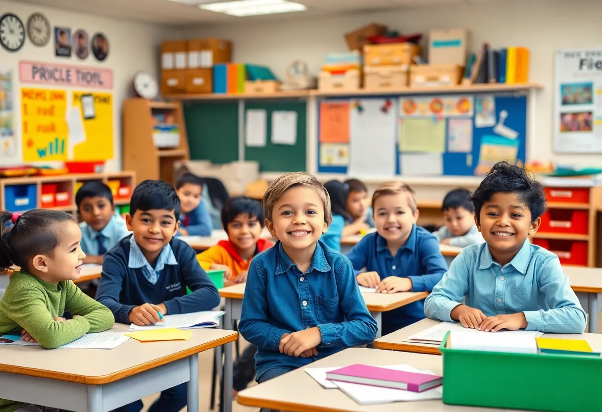 Students engaged in learning in a diverse classroom
