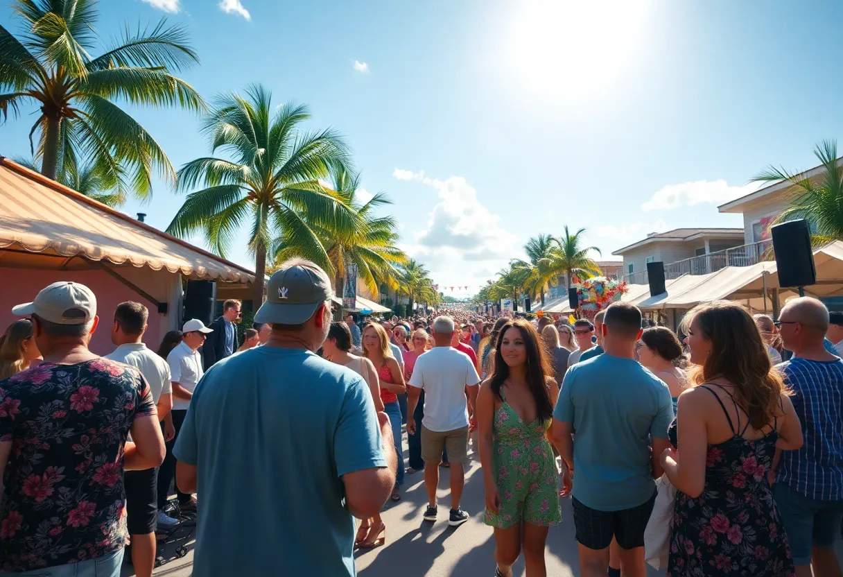 Vibrant cultural scene in Florida with musicians and gatherings.