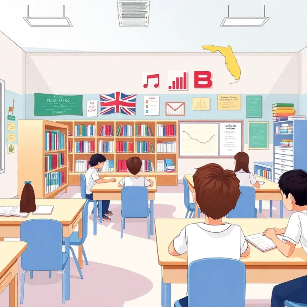 Classroom setting in a Florida school highlighting educational changes