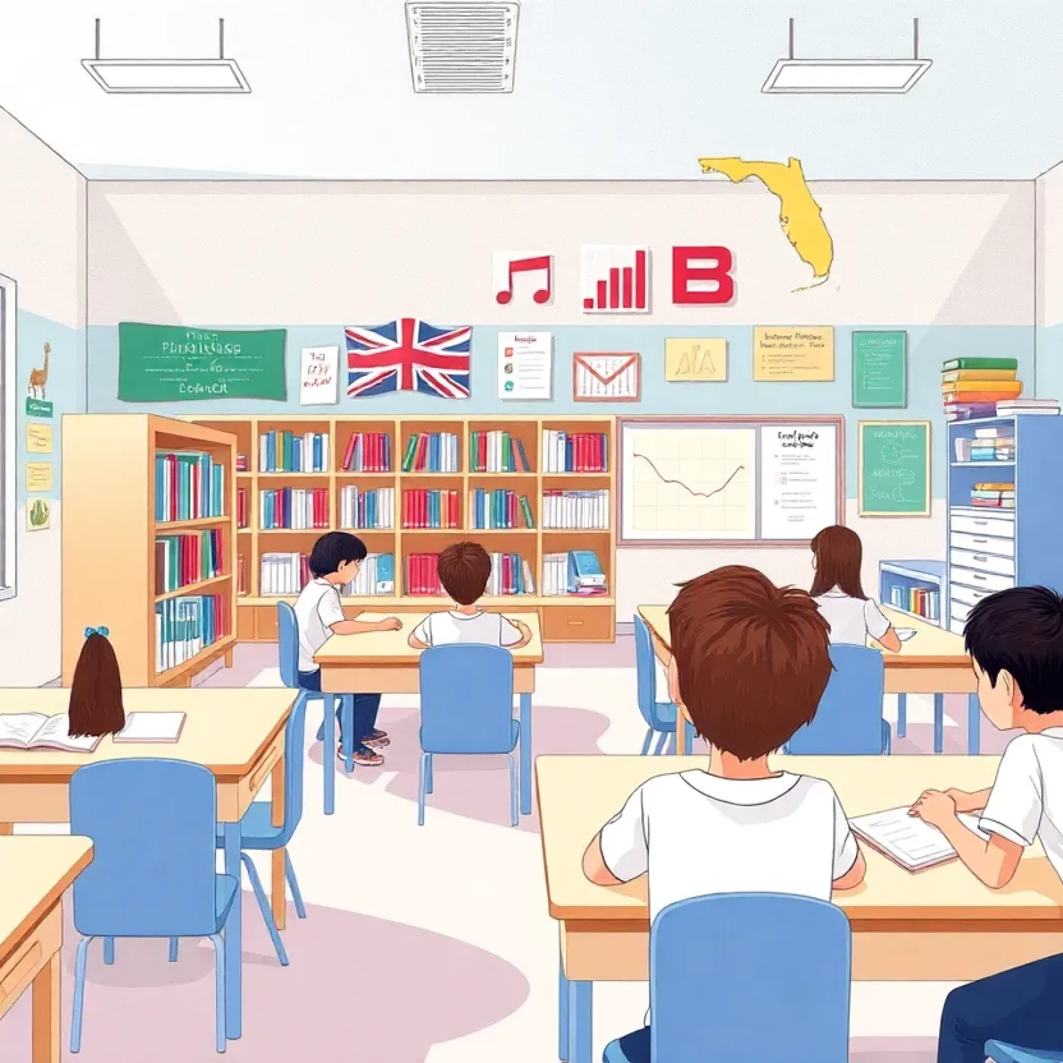 Classroom setting in a Florida school highlighting educational changes