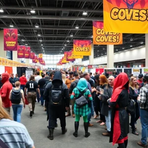 A lively scene from GalaxyCon Raleigh featuring fans, vendors, and convention highlights.