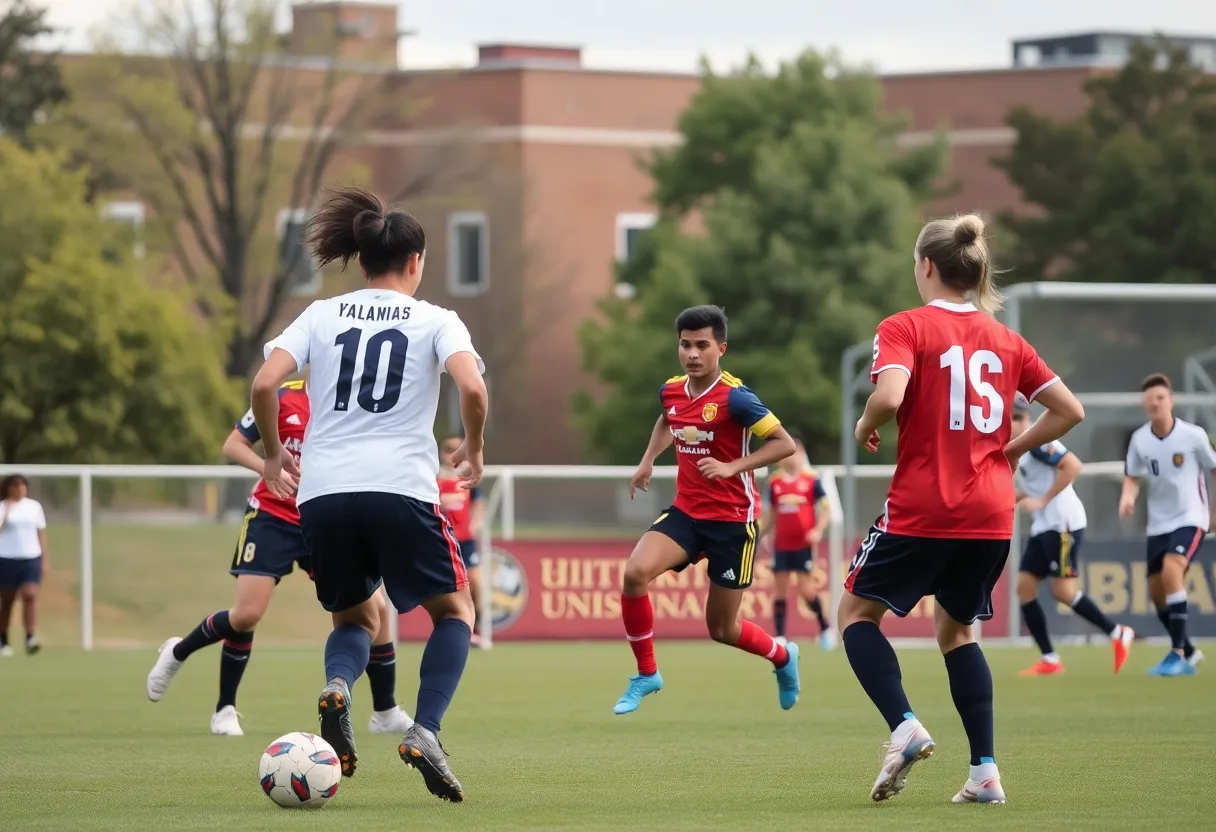 Florida Gators soccer players competing against UCF in a match
