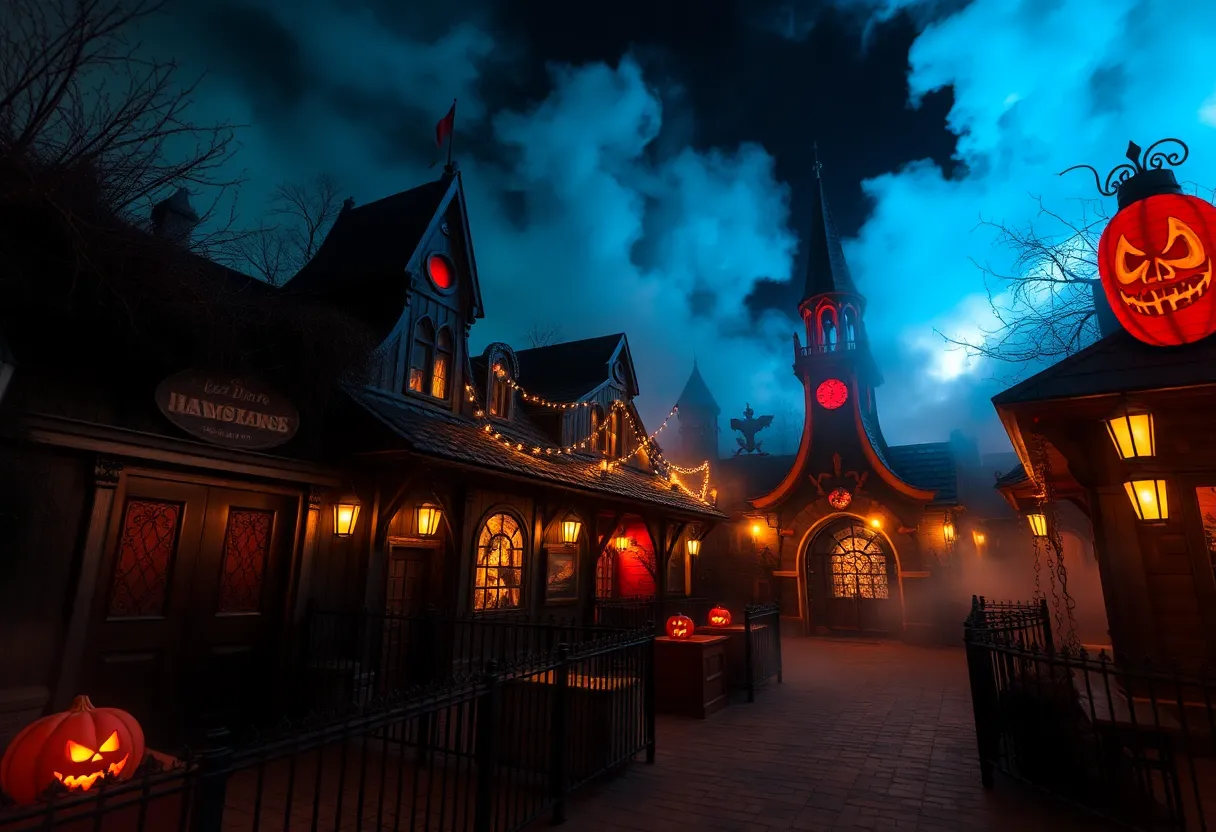 Halloween Horror Nights themed decorations at Universal Orlando