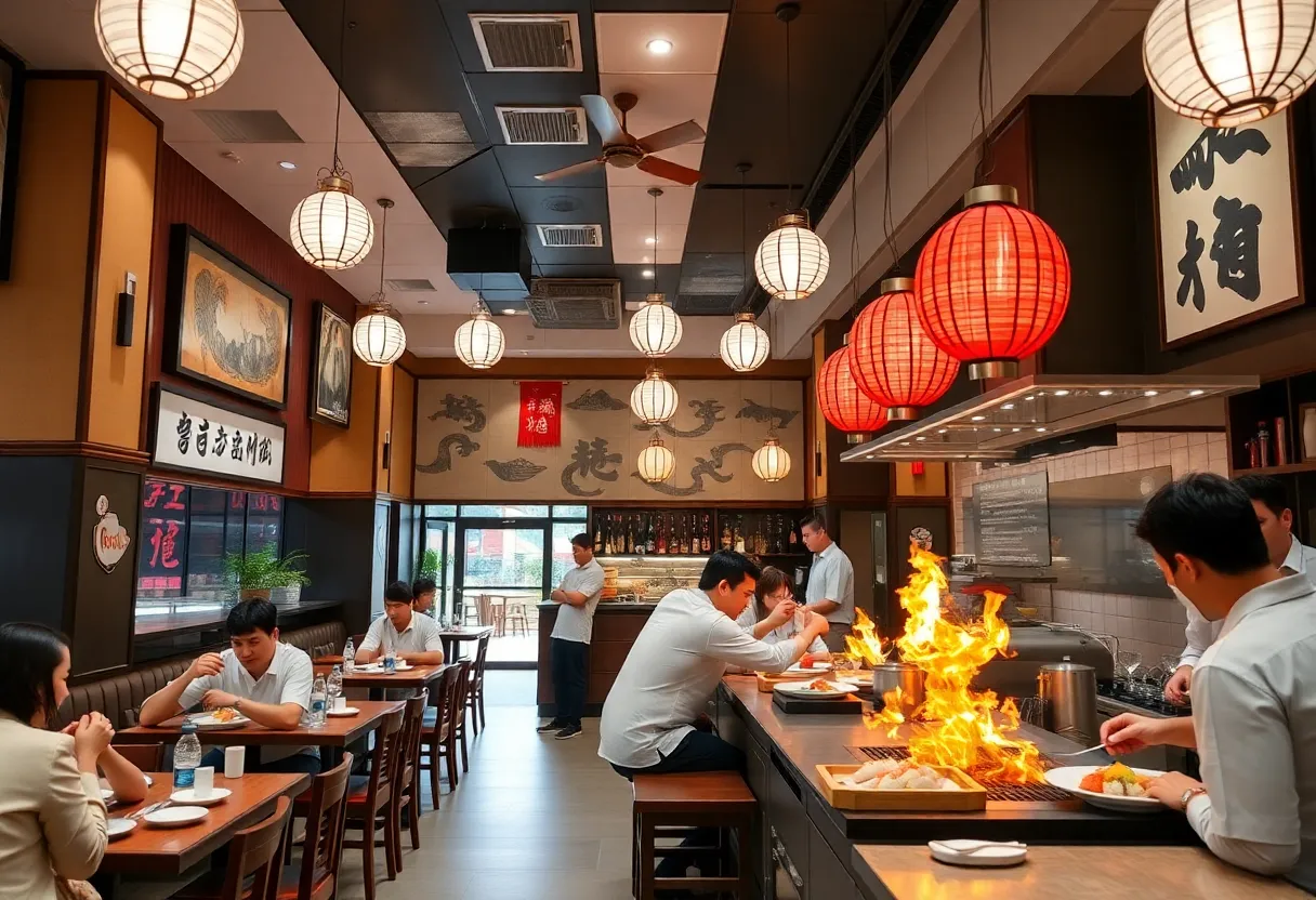 Interior view of Hoshi Hibachi & Sushi featuring sushi and hibachi cooking areas.