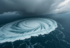 Hurricane Erin Over the Ocean