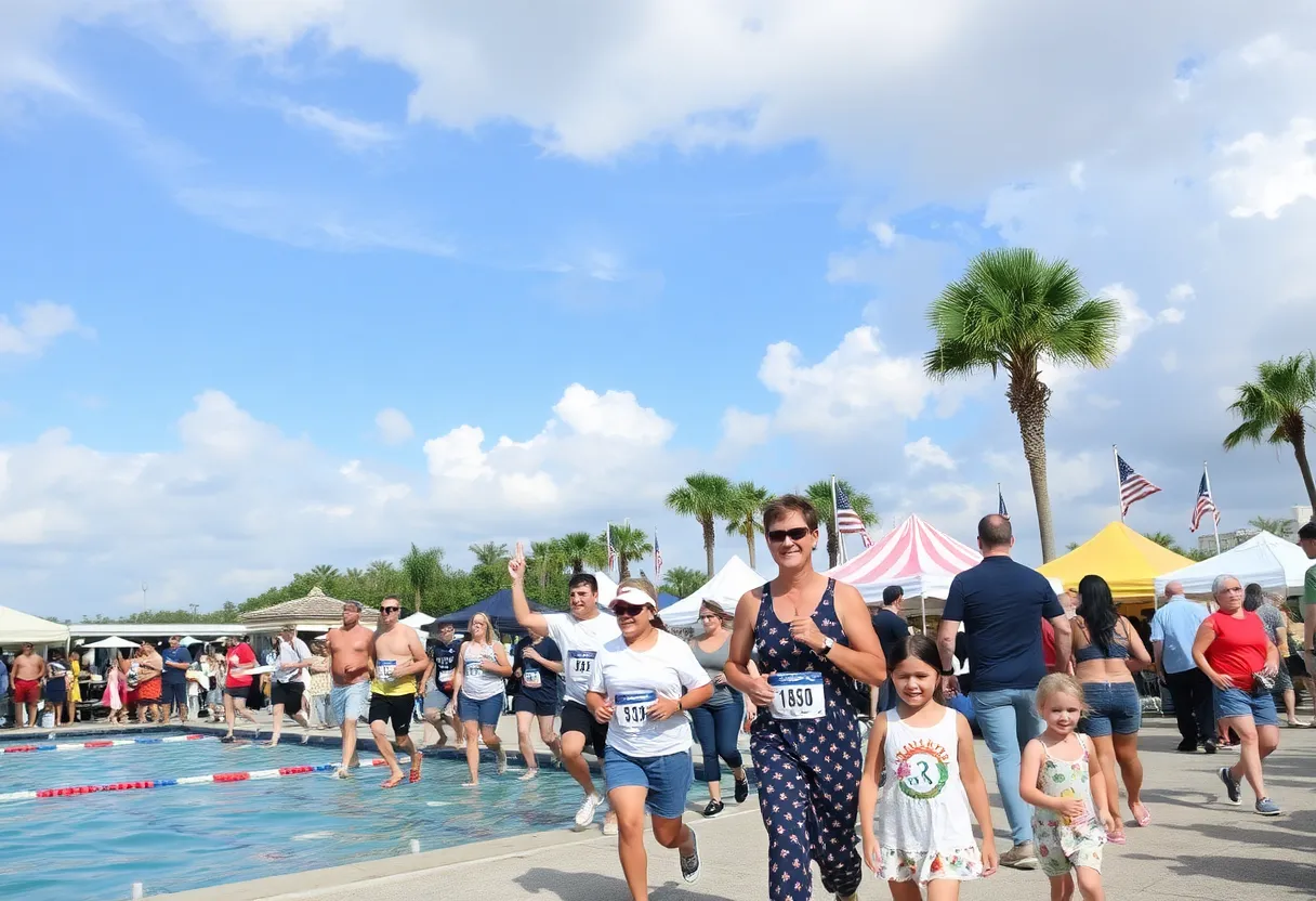 Families enjoying Labor Day celebrations in Central Florida with races and outdoor activities