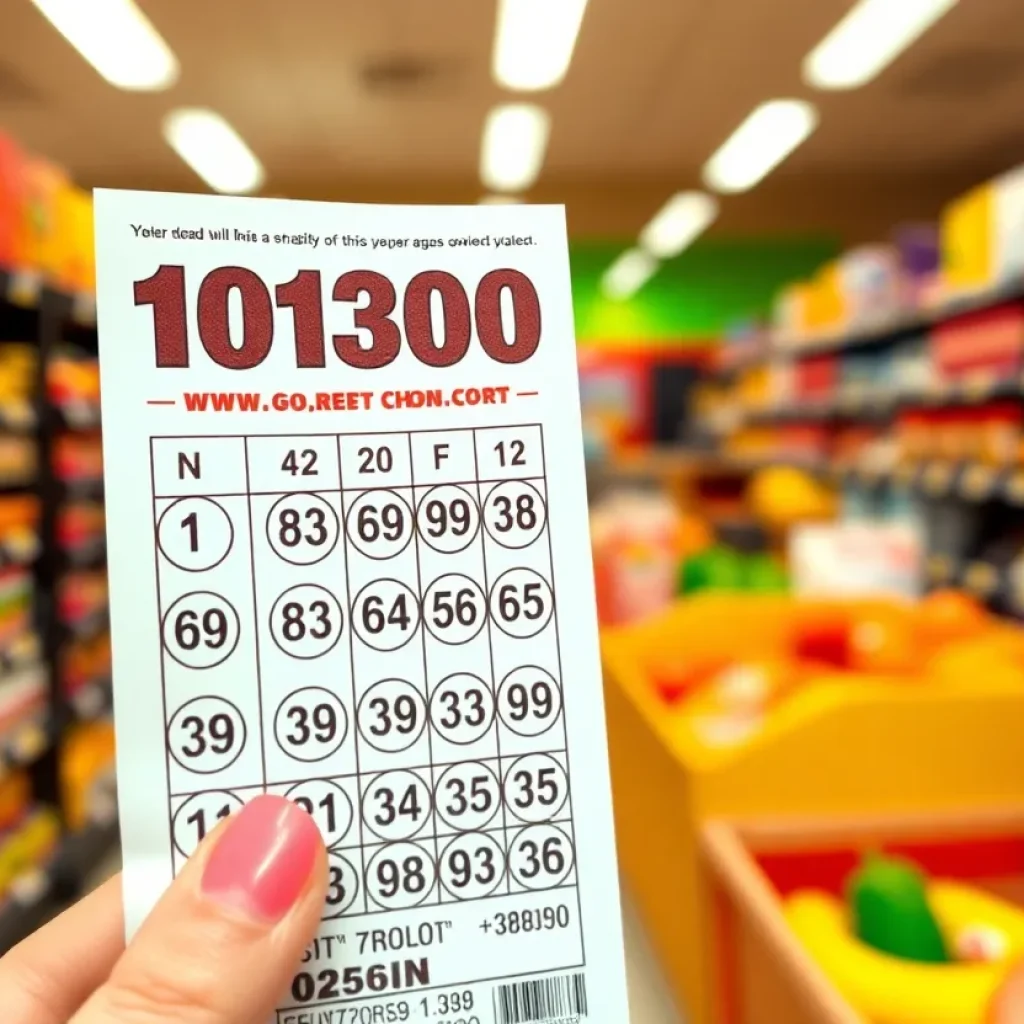 Winning Fantasy 5 lottery ticket displayed in a grocery store