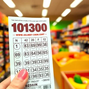 Winning Fantasy 5 lottery ticket displayed in a grocery store