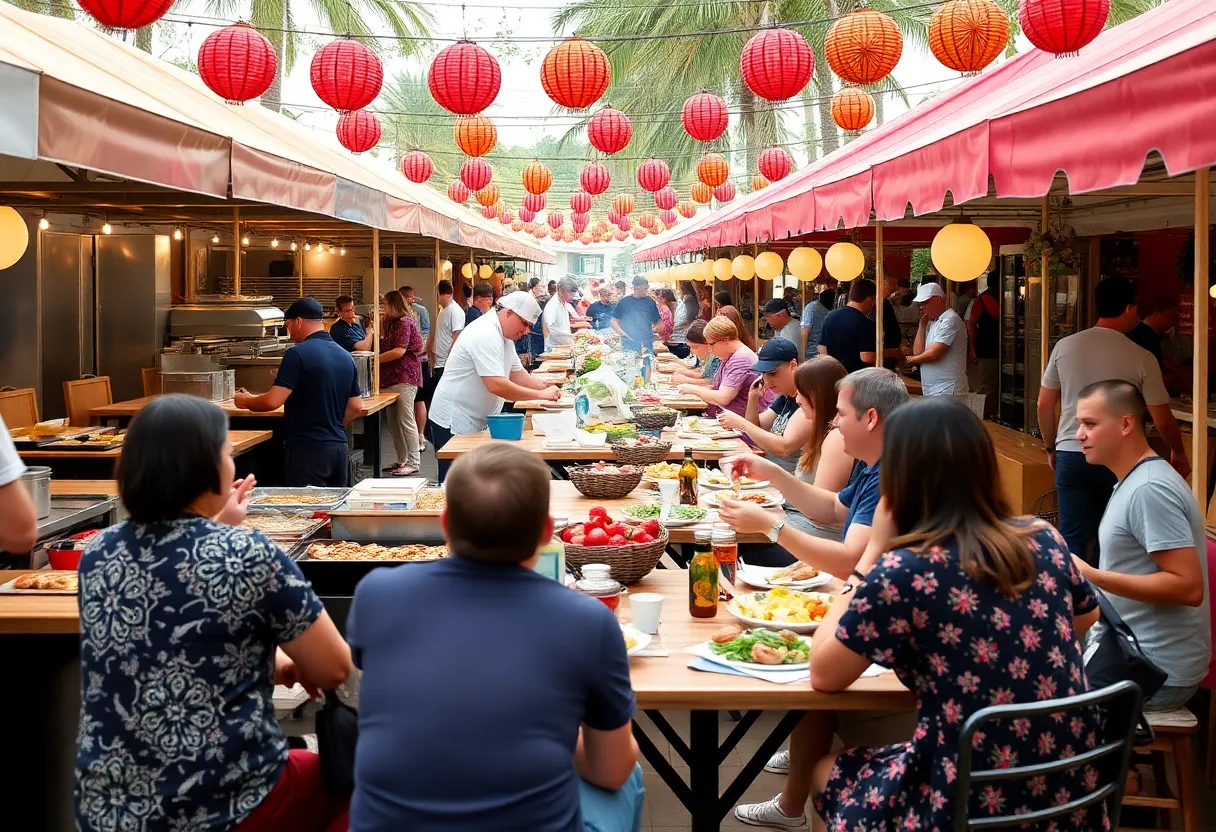 Diners enjoying diverse cuisines at the Magical Dining event in Orlando