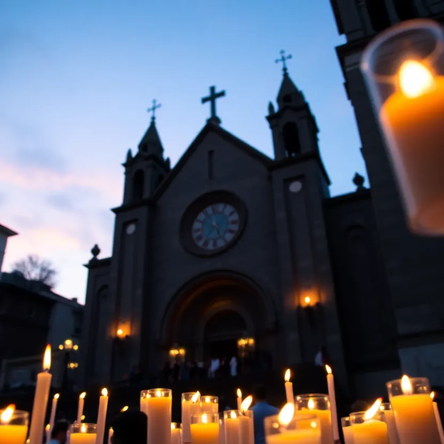 Community support in front of a church in Mexico City.