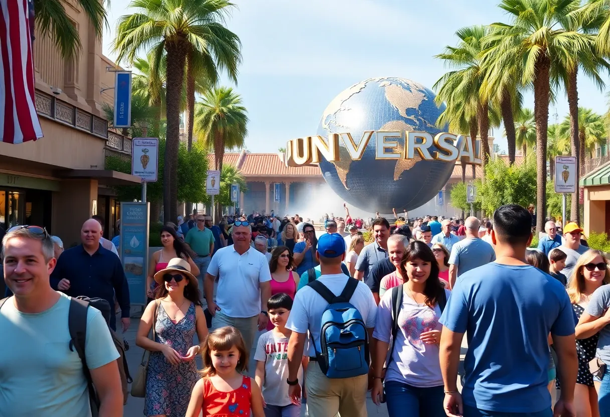 Crowd of tourists in Orange County, highlighting attractions and family activities