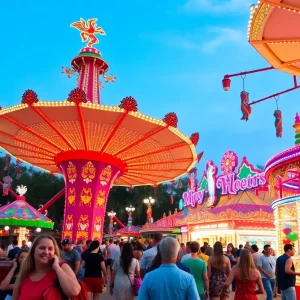 Families enjoying attractions at an amusement park in Orlando