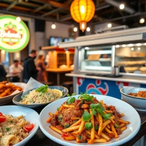 A visual representation of the diverse dining options in Orlando's culinary scene, featuring various plates of food.