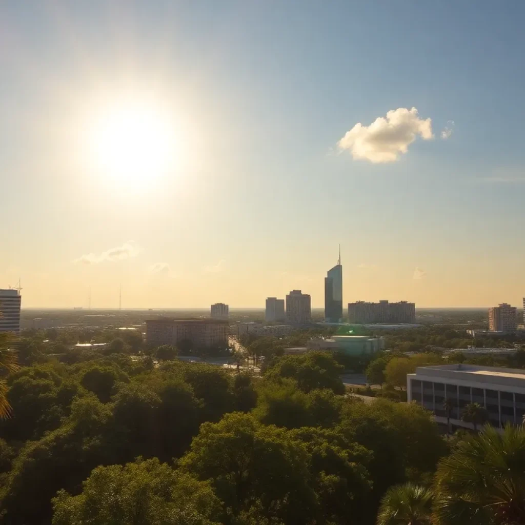 Orlando Florida skyline during extreme heat