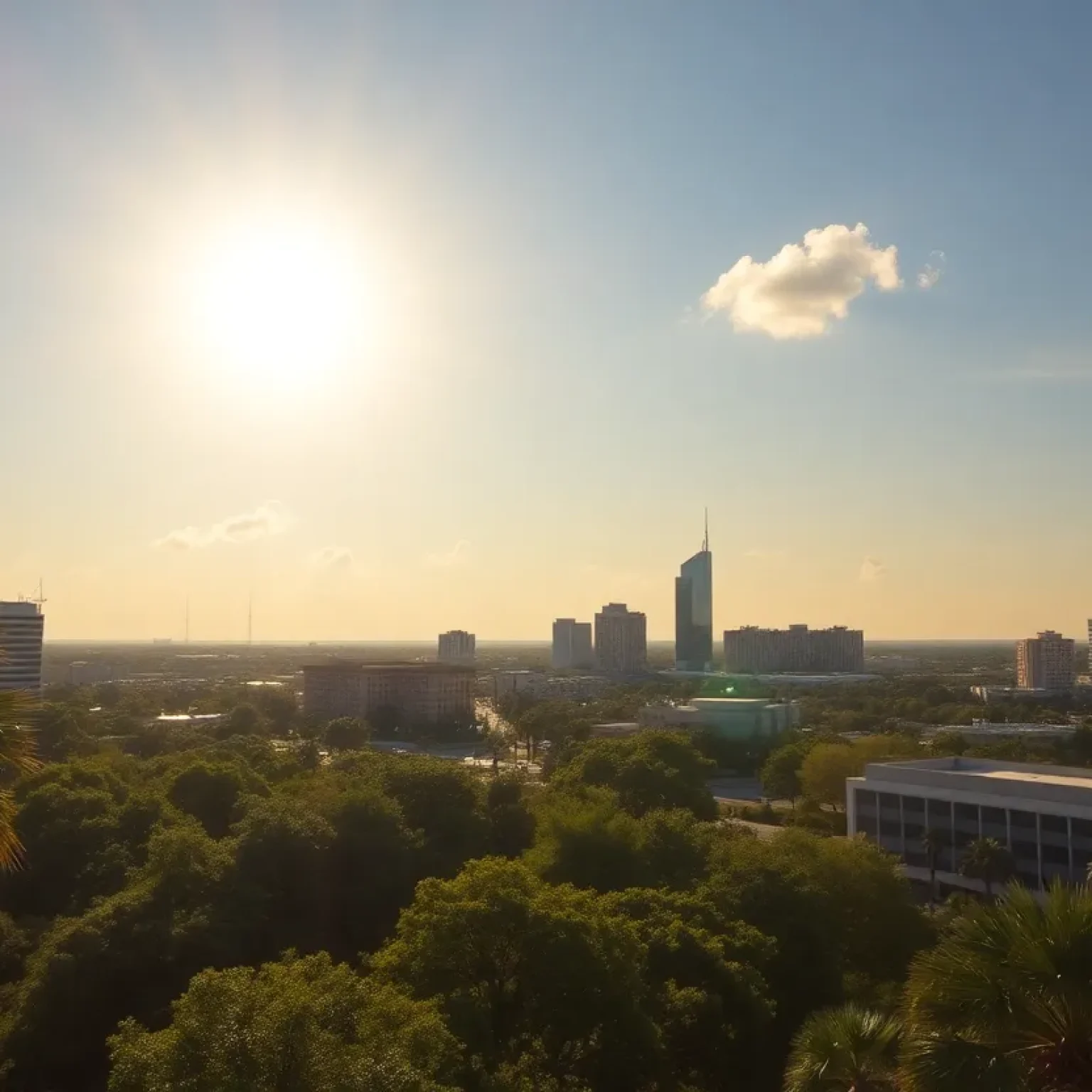 Orlando Florida skyline during extreme heat