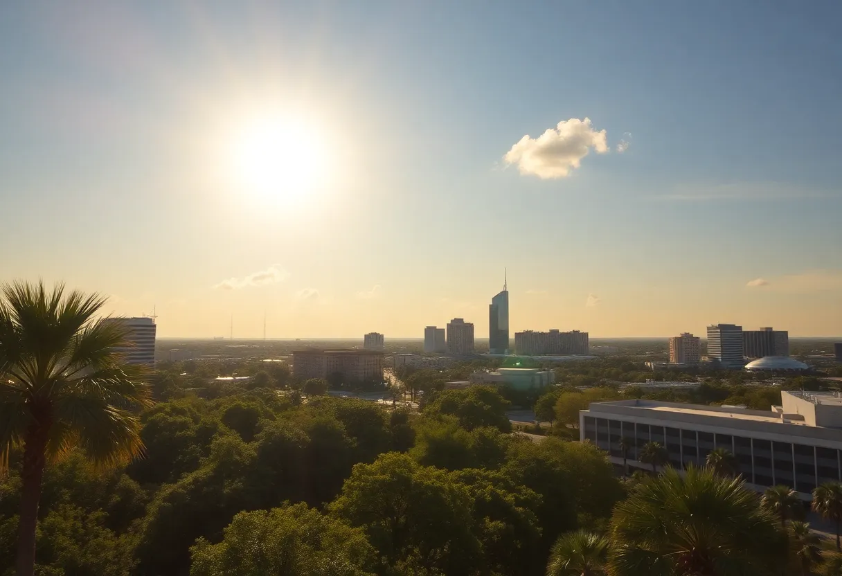 Orlando Florida skyline during extreme heat