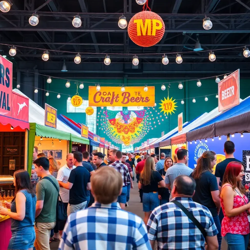 A lively scene from the International Beer Day celebration in Orlando with local craft beers and festival atmosphere.