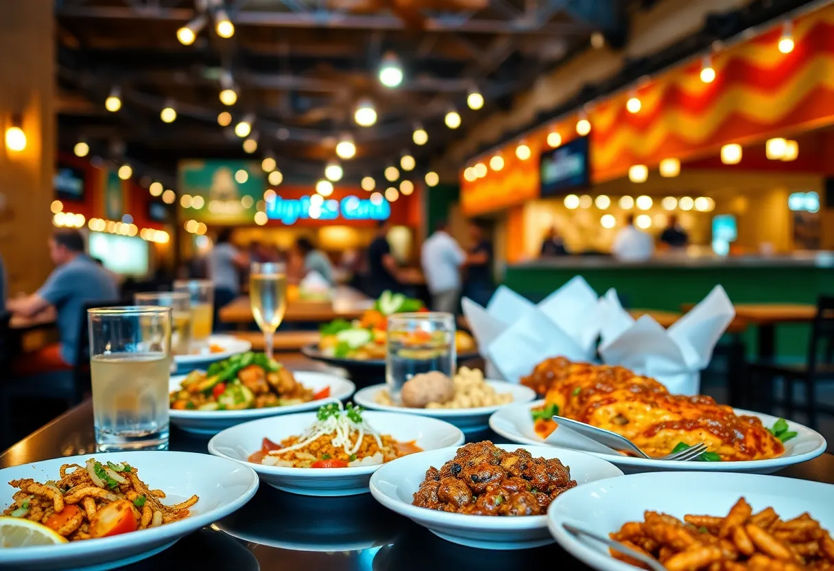A lively Orlando Magical Dining festival with diverse dining options.