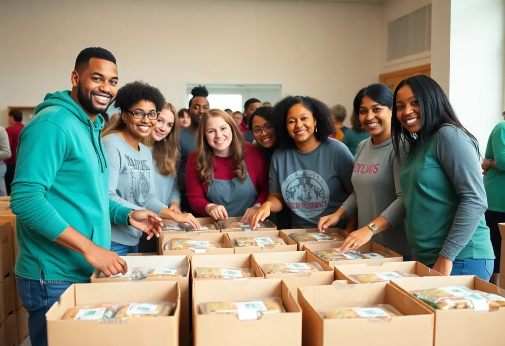 Volunteers at food packing event in Orlando
