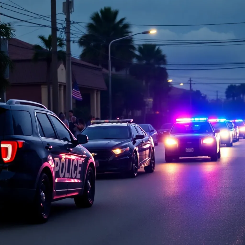 Police cars at the scene of a tragic incident in Orlando involving a police chase.
