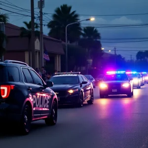 Police cars at the scene of a tragic incident in Orlando involving a police chase.