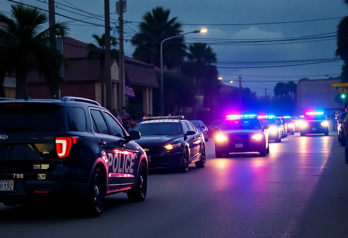 Police cars at the scene of a tragic incident in Orlando involving a police chase.