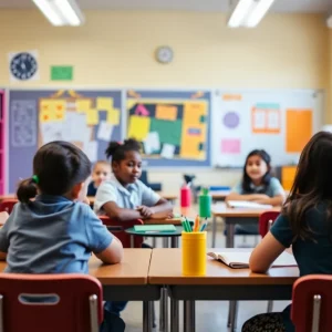 Students learning in a private school classroom in Orlando
