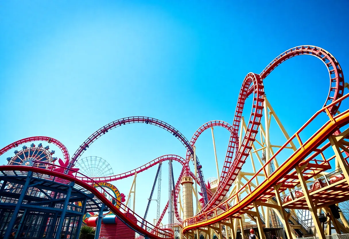 A collection of roller coasters in Orlando, featuring classic and modern designs