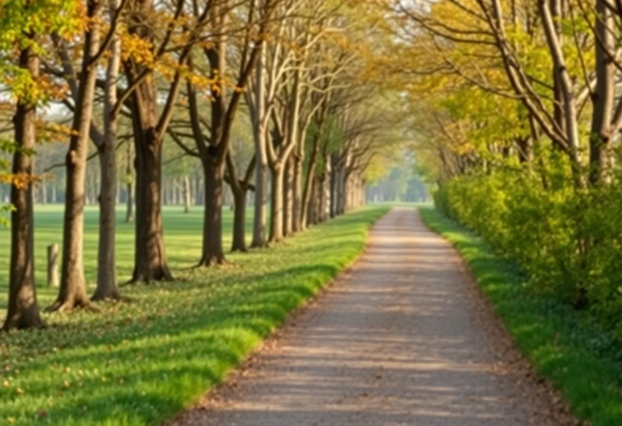 A peaceful running trail in Orlando amid trees