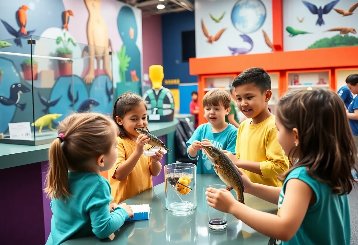 Children interacting with animals at the Orlando Science Center