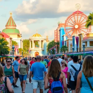 Tourists enjoying Orlando attractions