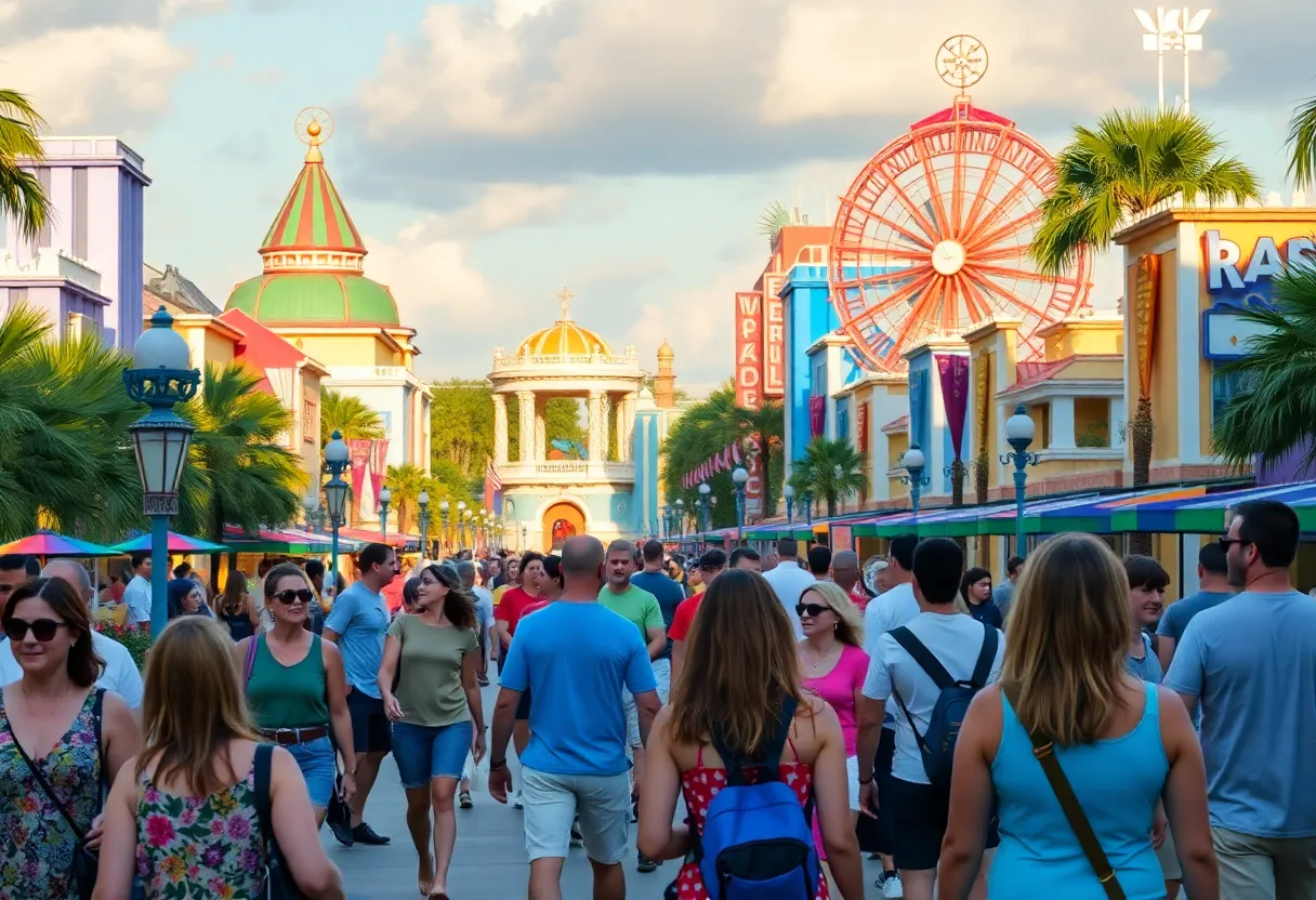 Tourists enjoying Orlando attractions