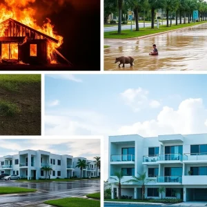 Collage of significant recent events in Orlando, including a fire, flooding, and community development.