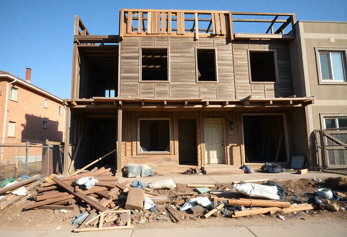 Partially constructed affordable housing townhomes in downtown Orlando.