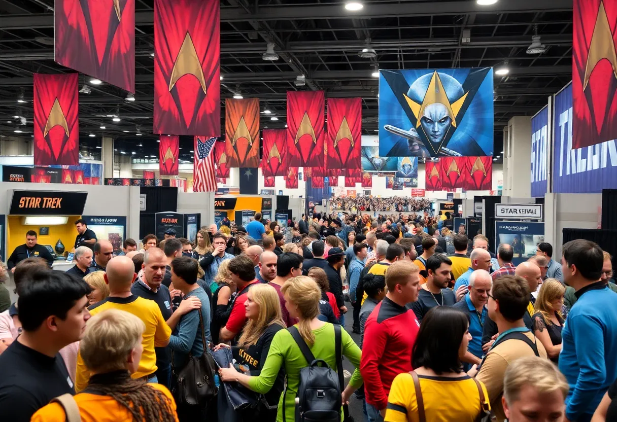 Fans at a Star Trek convention in Orlando, showcasing excitement and engagement.