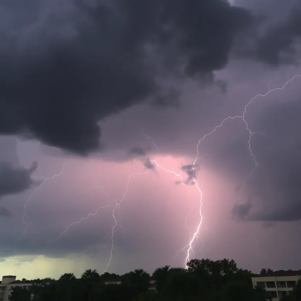 Dramatic storm clouds and rainfall in Orlando, Florida