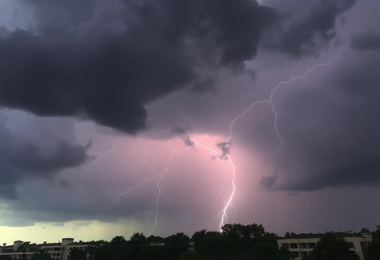 Dramatic storm clouds and rainfall in Orlando, Florida