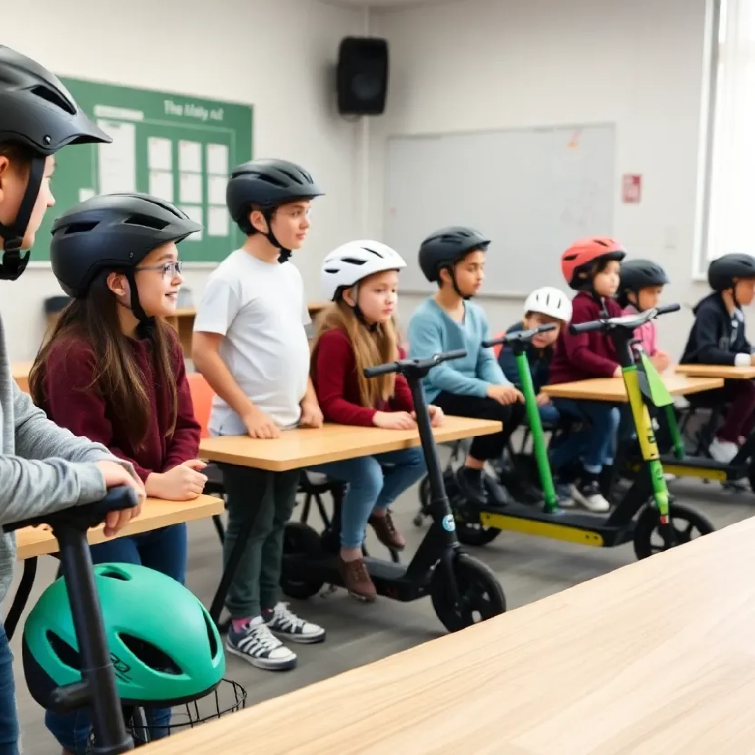 Students participating in an e-bike safety education program.
