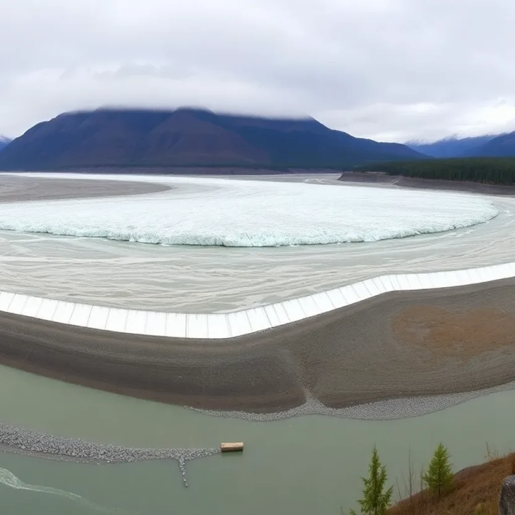 Temporary Levee Protecting Juneau from Flooding