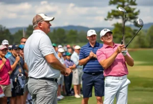 Tiger and Charlie Woods on the golf course during the PNC Championship