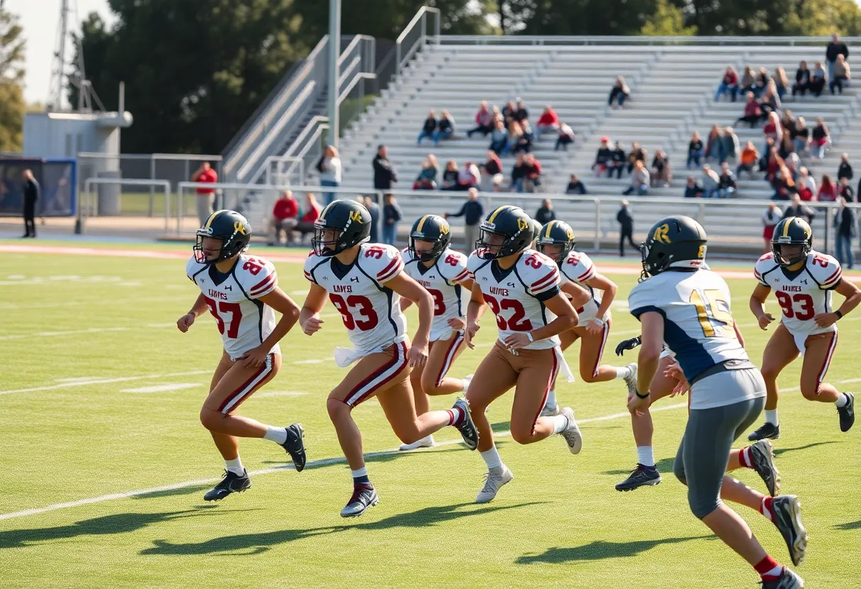 High school football players engaged in a game in Central Florida.