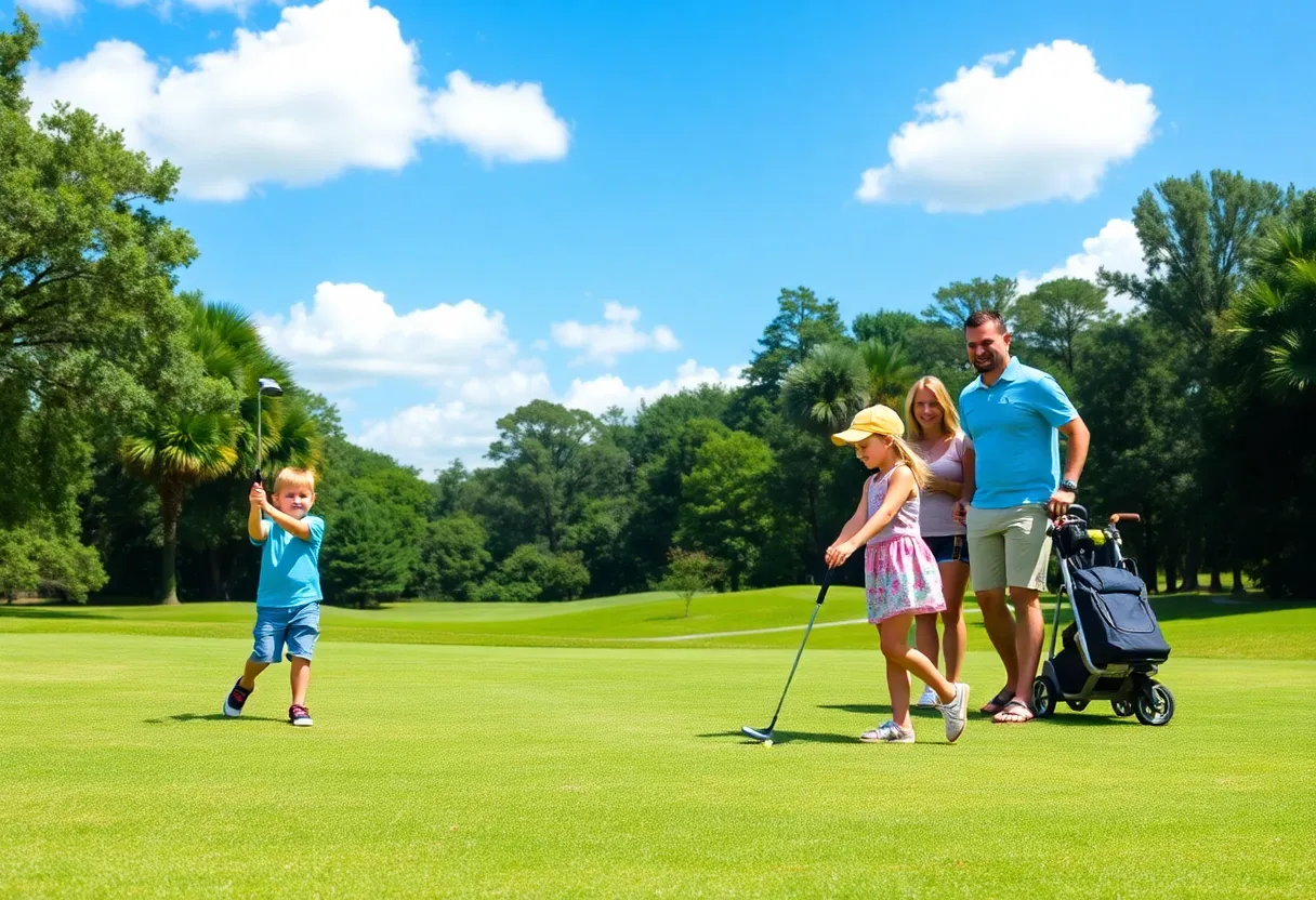 Family enjoying golf together in Orlando