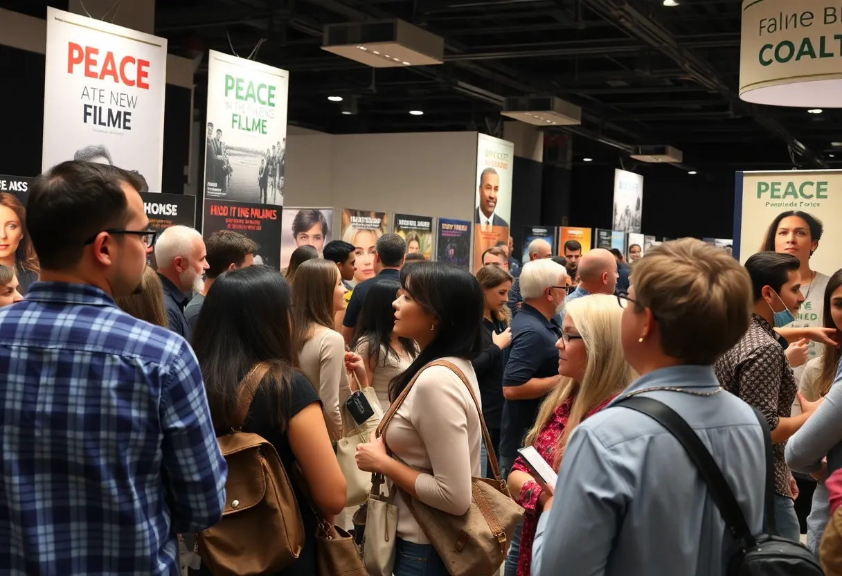 Diverse group of film enthusiasts at the Global Peace Film Festival