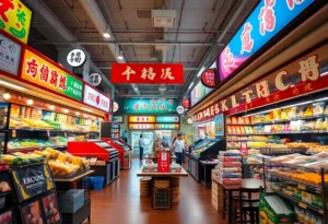 Crowd celebrating the grand opening of H Mart in Orlando
