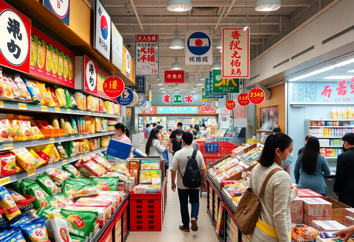 Interior of H Mart Orlando featuring diverse Asian groceries